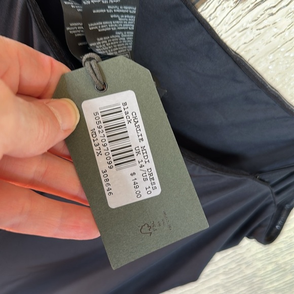 All Saints Charlie Black Midi Slip Dress stretch sleeveless removable straps 10 - Picture 9 of 11